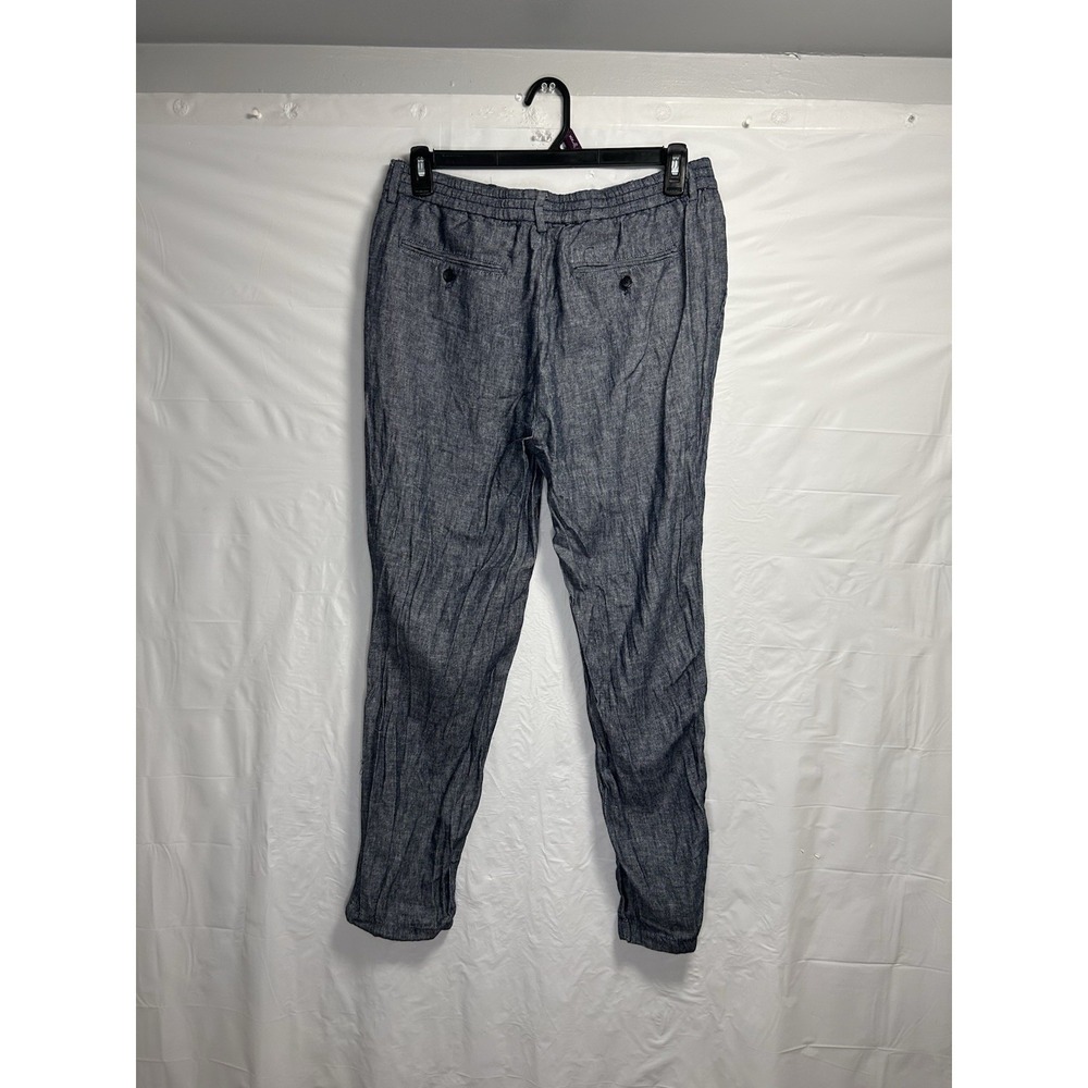 Banana Republic Mason Athletic Tapered Pants Men's 34x29 Blue Linen Preppy - Picture 2 of 4